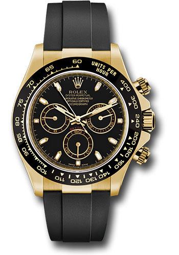 Rolex Yellow Gold Cosmograph Daytona 40 Watch - Black Index Dial - Black Oysterflex Strap - 116518LN bkof