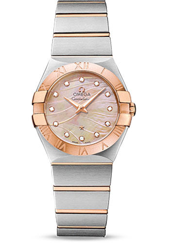 Omega Constellation Quartz 27 mm Watch - 27.0 mm Steel And Red Gold Case - 18K Red Gold Bezel - Red Gold Mother-Of-Pearl Diamond Dial - Steel Bracelet - 123.20.27.60.57.002