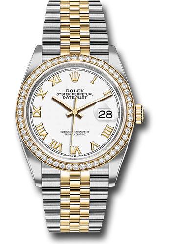 Rolex Steel and Yellow Gold Rolesor Datejust 36 Watch - Yellow Diamond Bezel - White Roman Dial - Jubilee Bracelet - 126283RBR wrj