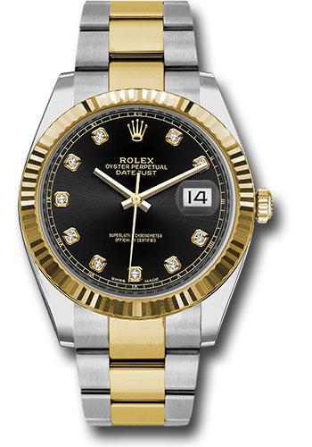 Rolex Steel and Yellow Gold Rolesor Datejust 41 Watch - Fluted Bezel - Black Diamond Dial - Oyster Bracelet - 126333 bkdo