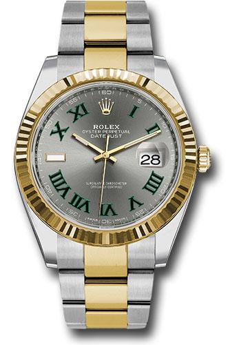 Rolex Steel and Yellow Gold Rolesor Datejust 41 Watch - Fluted Bezel - Slate Green Roman Dial - Oyster Bracelet - 126333 slgro