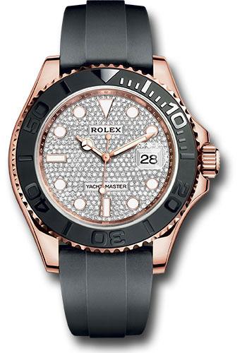 Rolex Everose Gold Yacht-Master 40 Watch - Diamond Paved Dial - Oysterflex Strap - 126655dp