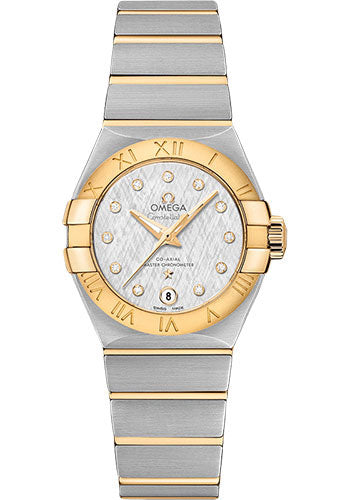 Omega Constellation Co-Axial Master Chronometer Watch - 27 mm Steel And Yellow Gold Case - White -Silvery Diamond Dial - Brushed Steel Bracelet - 127.20.27.20.52.002