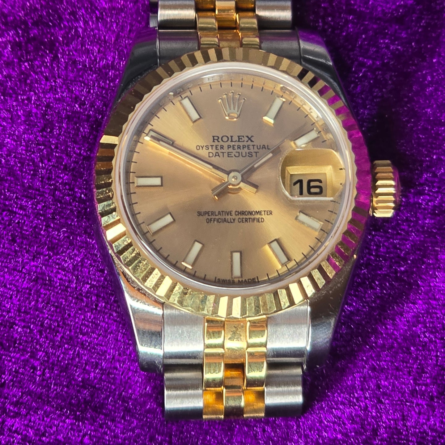 Rolex Lady-Datejust 179173 Gold and Silver Jubilee Bracelet with Gold Bezel