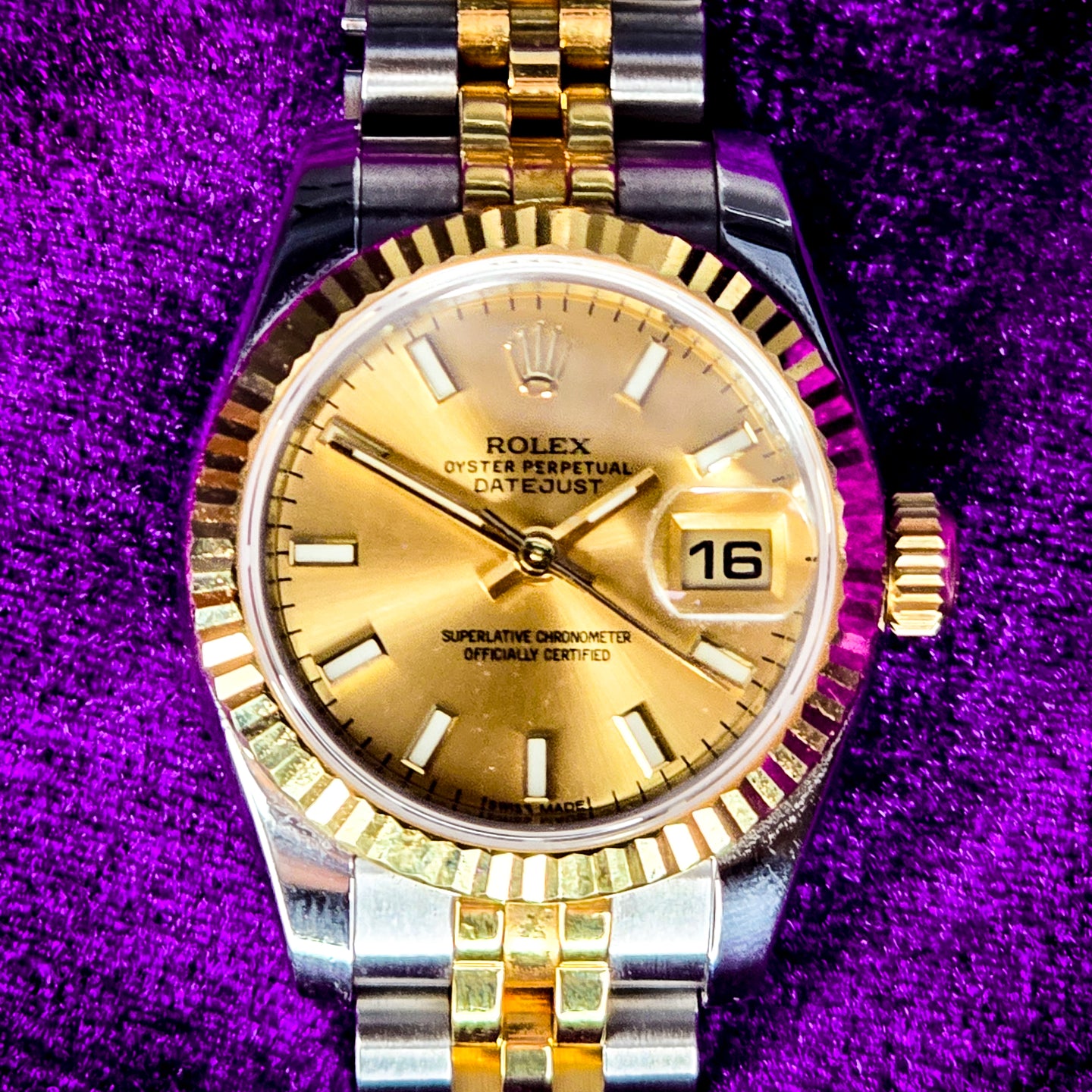 Rolex Lady-Datejust 179173 Gold and Silver Jubilee Bracelet with Gold Bezel