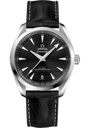 Omega Aqua Terra 150M Co-Axial Master Chronometer Watch - 38 mm Steel Case - Black Dial - Black Leather Strap - 220.13.38.20.01.001