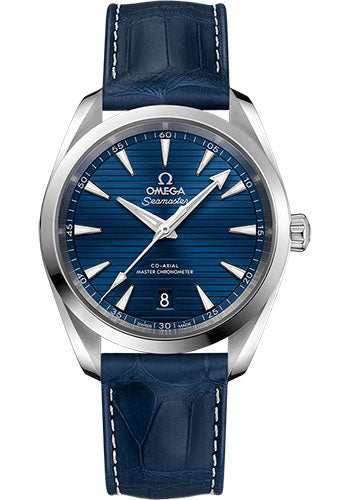 Omega Aqua Terra 150M Co-Axial Master Chronometer Watch - 38 mm Steel Case - Blue Dial - Blue Leather Strap - 220.13.38.20.03.001