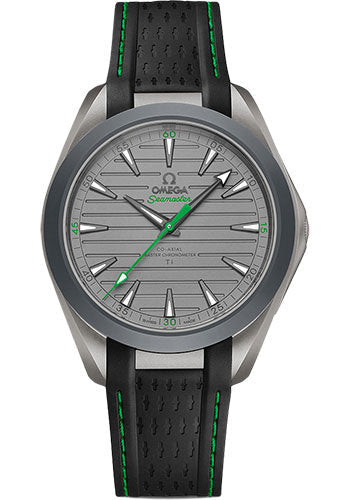 Omega Seamaster Aqua Terra 150M Omega Co-Axial Master Chronometer "Ultra Light" - 41 mm Titanium Case - Titanium Dial - Black And Green Rubber Strap - 220.92.41.21.06.003