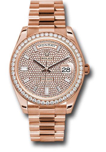 Rolex Everose Gold Day-Date 40 Watch - Everose Gold Bezel - Diamond Paved Dial - President Bracelet - 228345RBR dpbdp