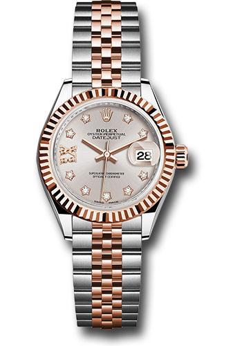 Rolex Steel and Everose Gold Rolesor Lady-Datejust 28 Watch - Fluted Bezel - Sundust Diamond Star Dial - Jubilee Bracelet - 279171 su9dix8dj