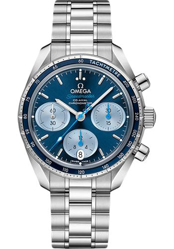 Omega Speedmaster 38 Co-Axial Chronograph Orbis Watch - 38 mm Steel Case - Blue Dial - 324.30.38.50.03.002