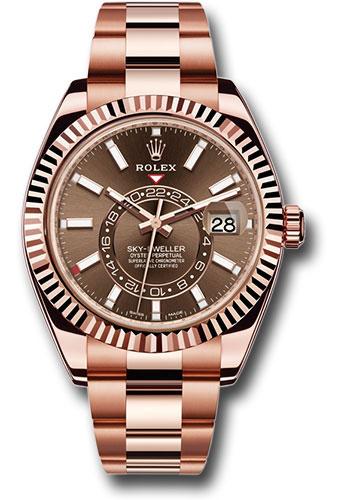 Rolex Everose Gold Sky-Dweller Watch - Chocolate Sunray Index Dial - Oyster Bracelet - 326935 choi