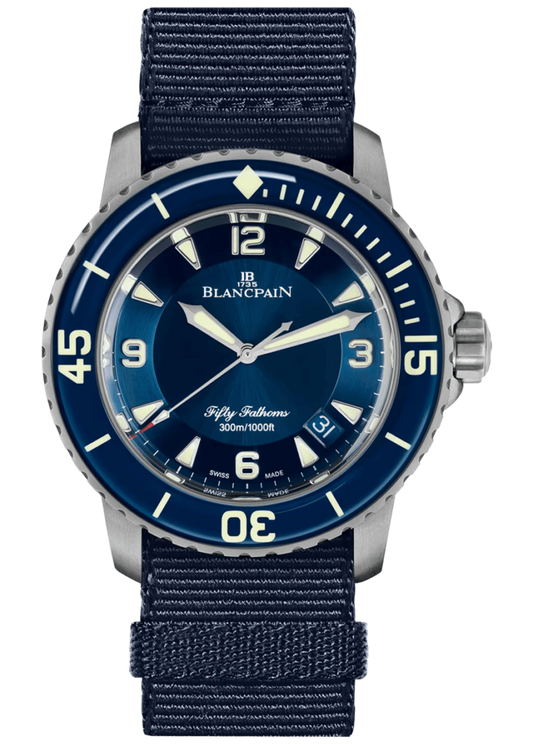 Blancpain Fifty Fathoms Automatique Titanium Blue NATO Men's Watch - 5015 12B40 NAOA