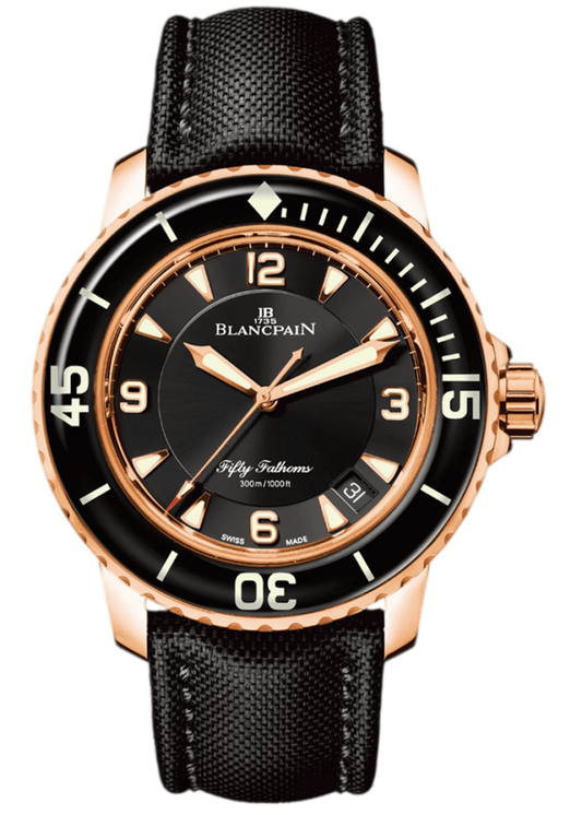 Blancpain Fifty Fathoms Automatique Red Gold Black Canvas Men's Watch - 5015 3630 52A