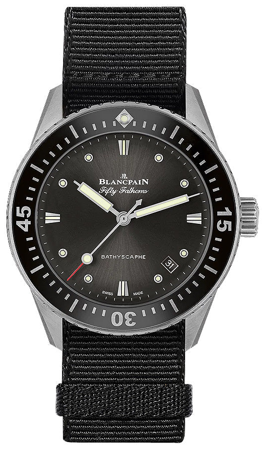 Blancpain Fifty Fathoms Bathyscaphe 38mm Steel Black NATO Men's Watch - 5100B 1110 NABA