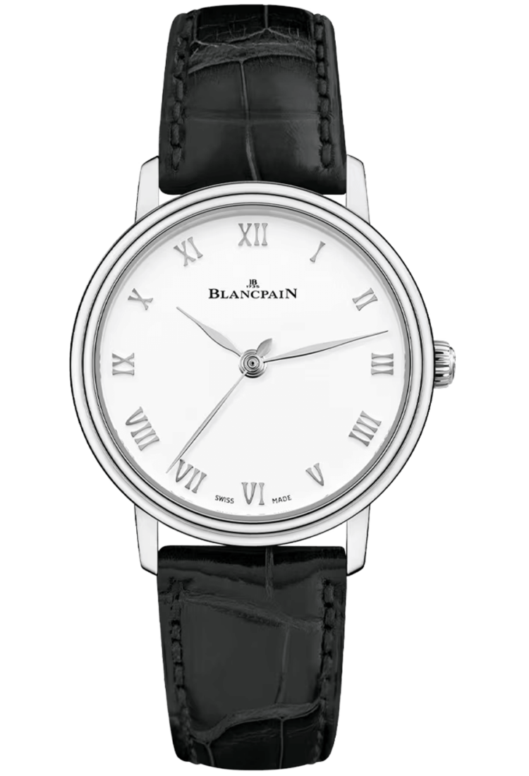 Blancpain Villeret Ultraplate 29mm Steel Black Alligator Ladies Watch - 6104 1127 55A