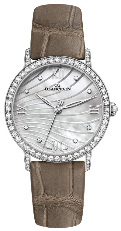 Blancpain Villeret Ultraplate Diamond Steel Brown Alligator Ladies Watch - 6104 4654 55A