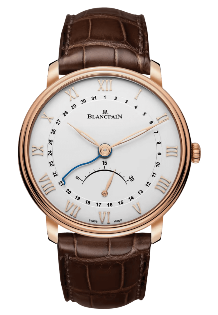 Blancpain Villeret Ultraplate Date Retrograde Red Gold Brown Alligator Men's Watch - 6653Q 3642 55B