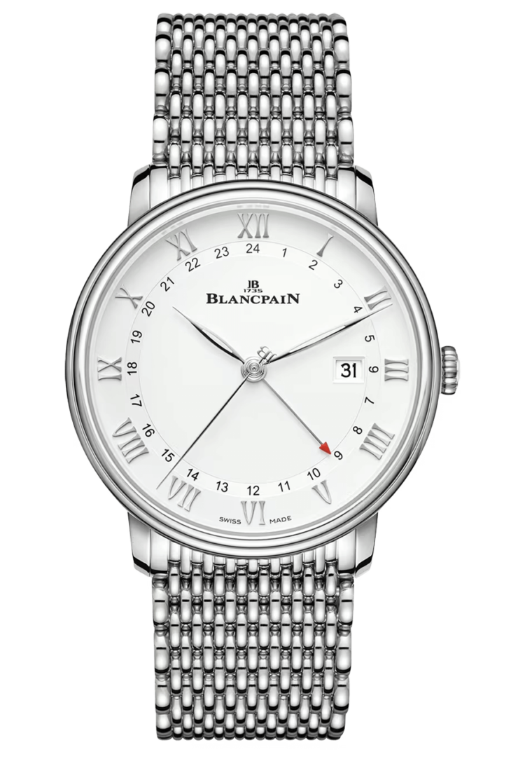 Blancpain Villeret GMT Date Steel Mille Mailles Men's Watch - 6662 1127 MMB