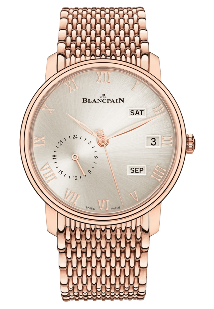 Blancpain Villeret Quantieme Annuel GMT Mille Mailles Red Gold Men's Watch - 6670A 3642 MMB