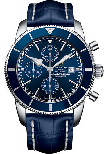 Breitling Superocean Heritage II Chronograph 46 Watch - Steel Case - Gun Blue Dial - Blue Croco Strap - A1331216/C963/747P/A20D.1