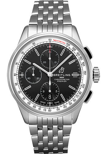 Breitling Premier Chronograph Watch - 42mm Steel Case - Black Dial - Steel Bracelet - A13315351B1A1