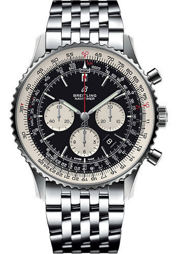 Breitling Navitimer 1 B01 Chronograph 46 Watch - Steel Case - Black Dial - Steel Navitimer Bracelet - AB0127211B1A1