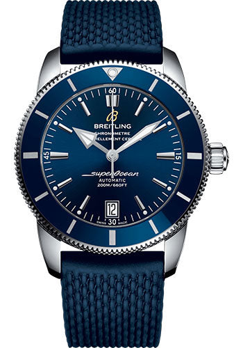 Breitling Superocean Heritage II B20 Automatic 42 Watch - Steel Case - Gun Blue Dial - Blue Rubber Aero Classic Strap - AB2010161C1S1