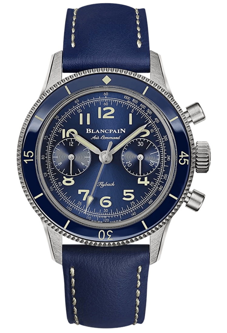 Blancpain Air Command Titanium Blue Calfskin Unisex Watch - AC03 12B40 63B