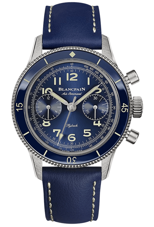 Blancpain Air Command Titanium Blue Calfskin Unisex Watch - AC03 12B40 63B