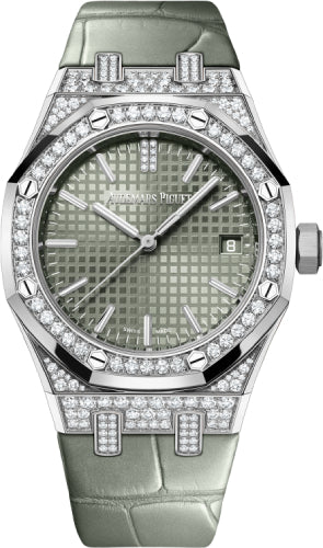 Audemars Piguet Royal Oak Self Winding White Gold/Diamonds 37mm Green Dial 15551BC.ZZ.D405CR.01