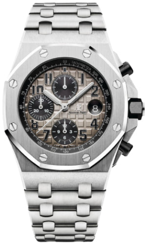 Audemars Piguet "Brick" Offshore Chronograph Platinum 42mm Gray Arabic Dial - 26470PT.OO.1000PT.01