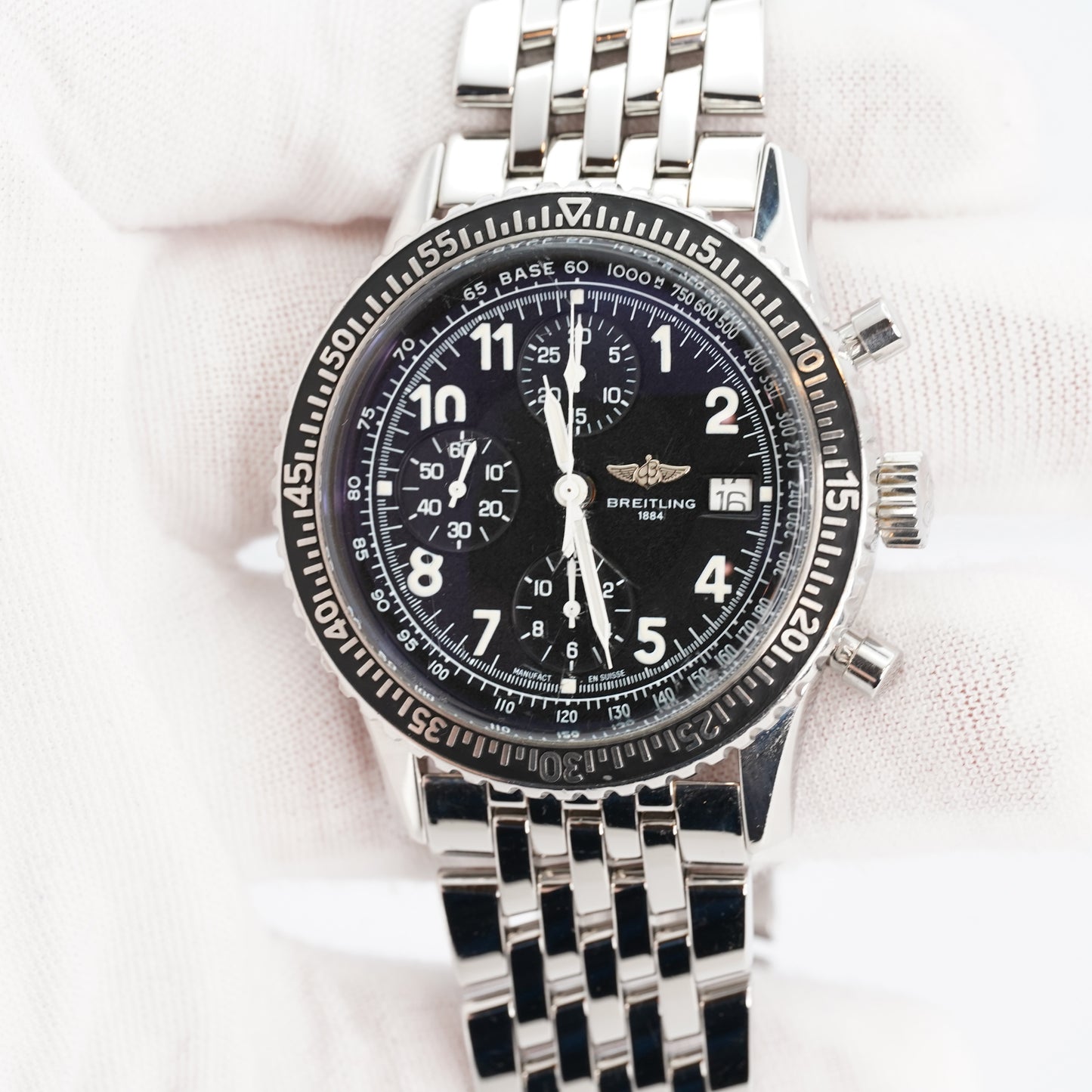 1998 Breitling Navitimer Aviastar Ref# - A13024_ Black Dial, SS Bracelet- 41mm