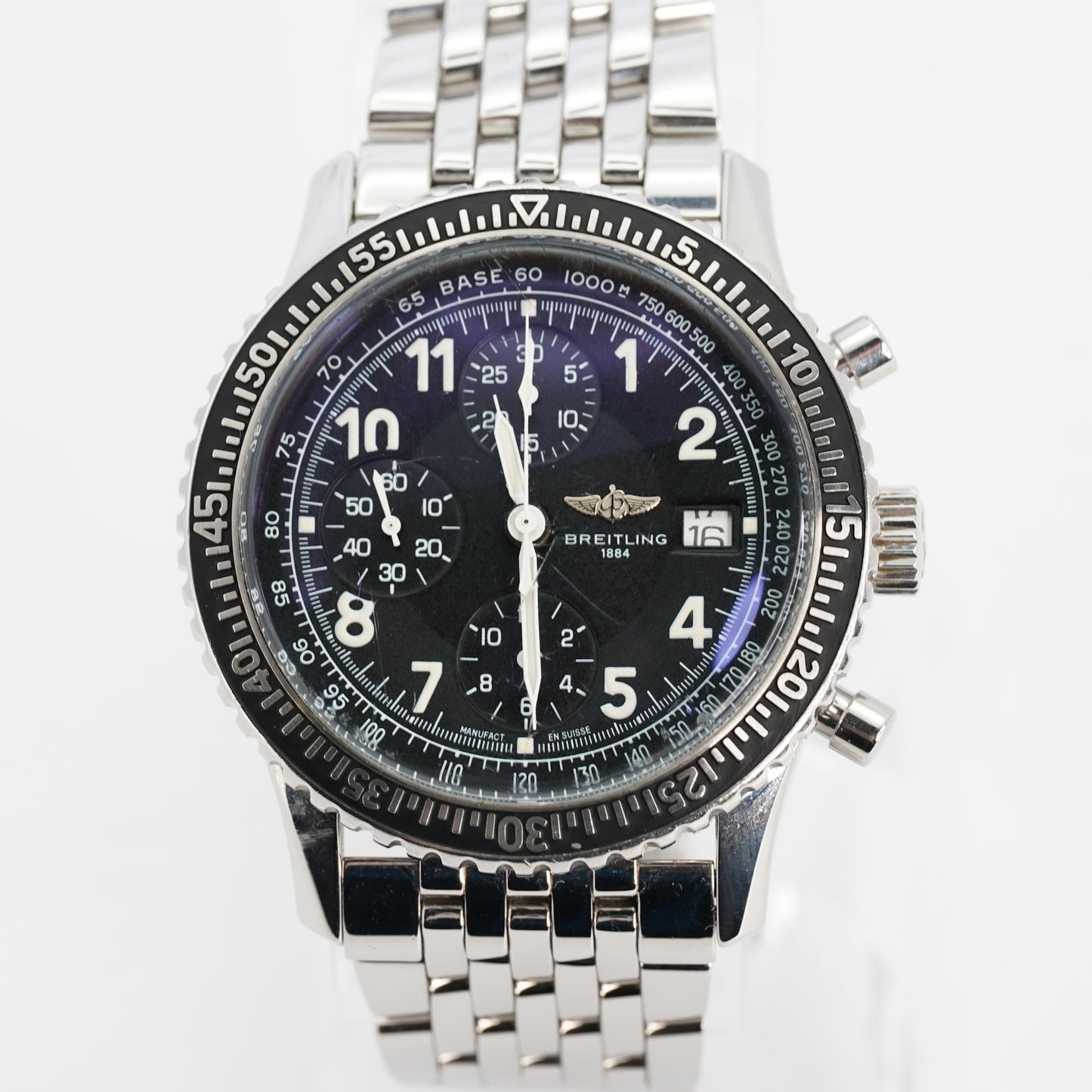 1998 Breitling Navitimer Aviastar Ref# - A13024_ Black Dial, SS Bracelet- 41mm