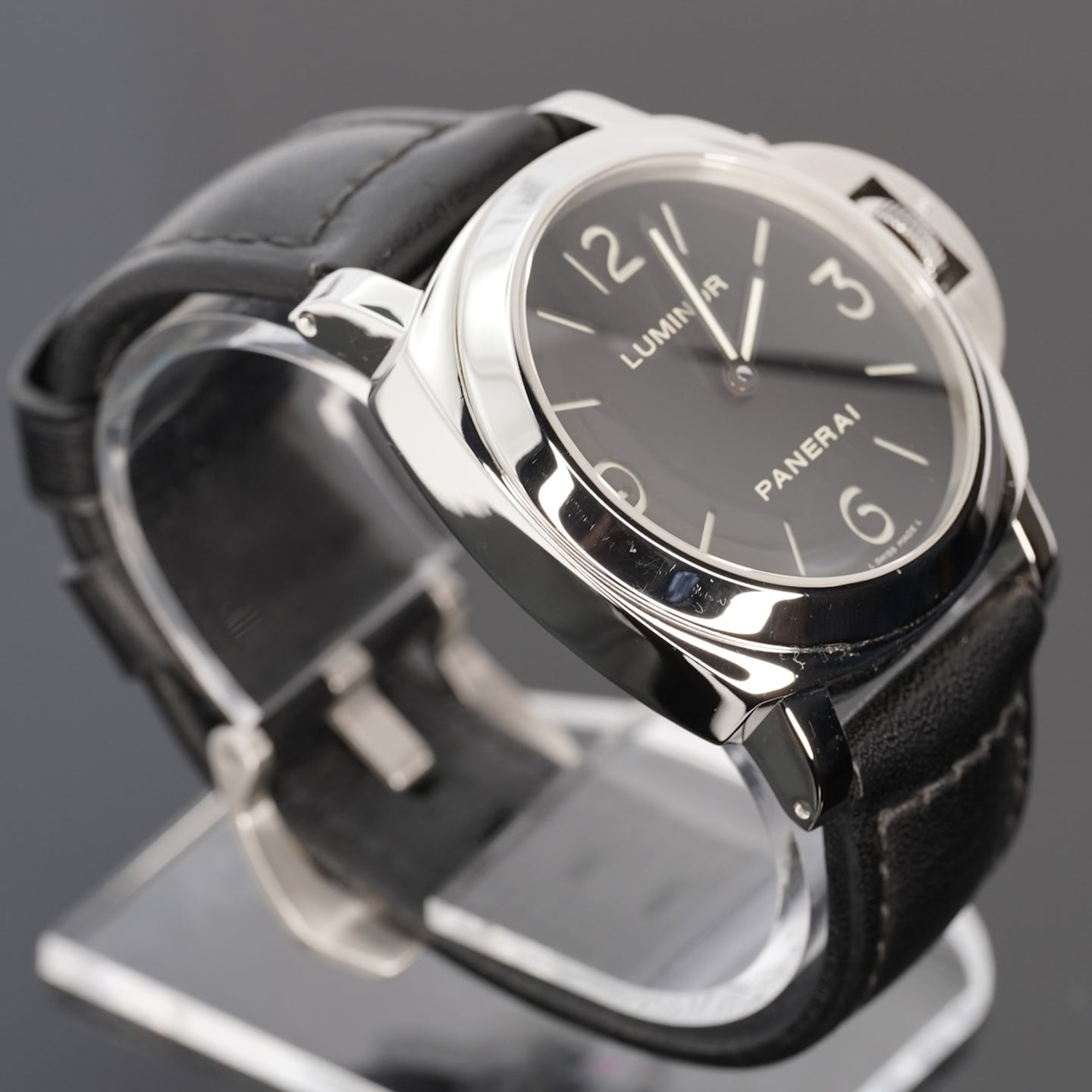 2007 Panerai Luminor Base 44mm Watch Ref# PAM00112 Black Dial Leather Band