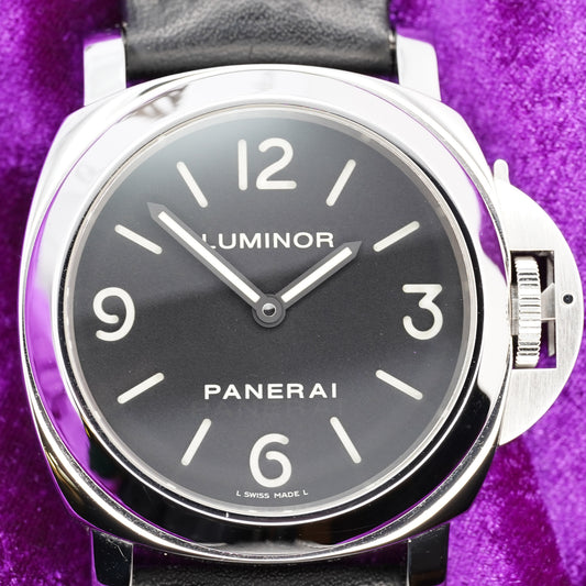 2007 Panerai Luminor Base 44mm Watch Ref# PAM00112 Black Dial Leather Band