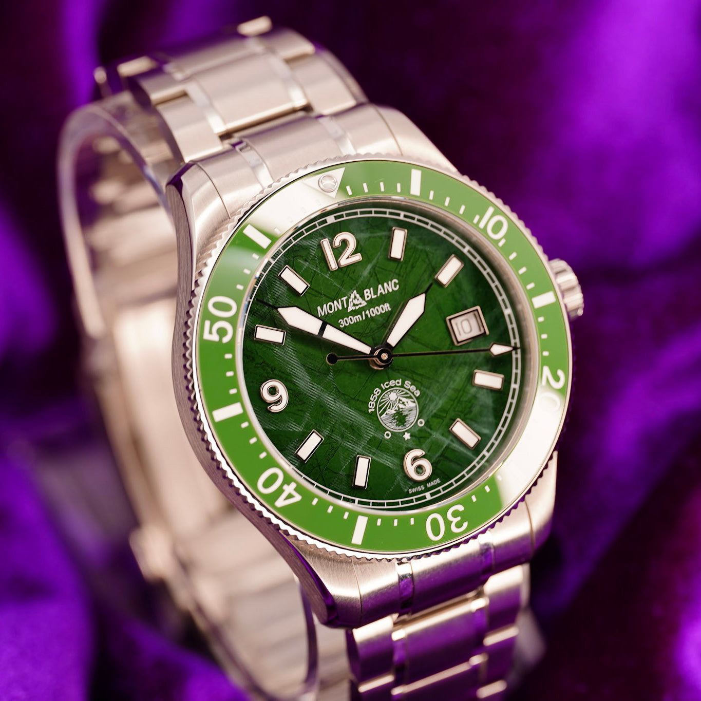 2024 Montblanc 1858 Iced Sea Automatic Date Ref #MB129373 – 41mm Stainless Steel case with green dial and bezel