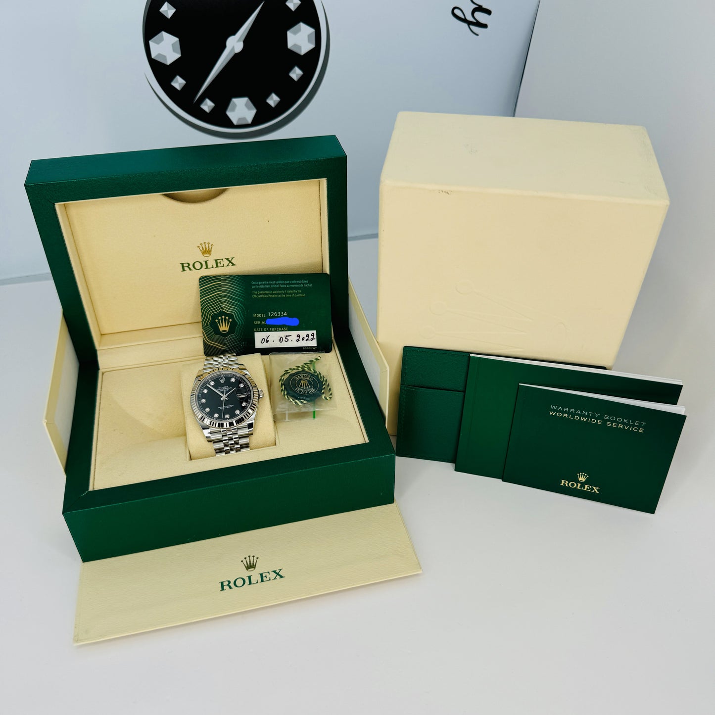 2022 Rolex Datejust 41 Factory Black Diamond Dial Jubilee Steel Full Set 126334