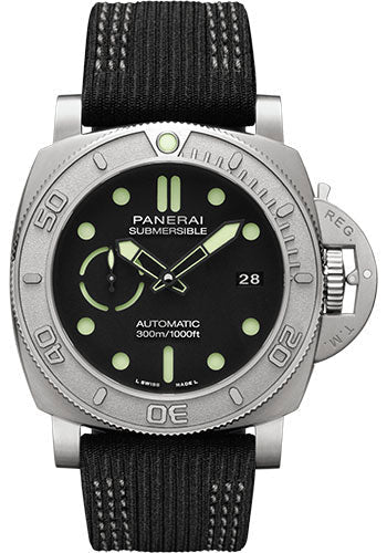 Panerai Submersible Mike Horn Edition - 47mm - Brushed Ecotitanium - Black Dial - Black Recycled Pet Strap - PAM00984