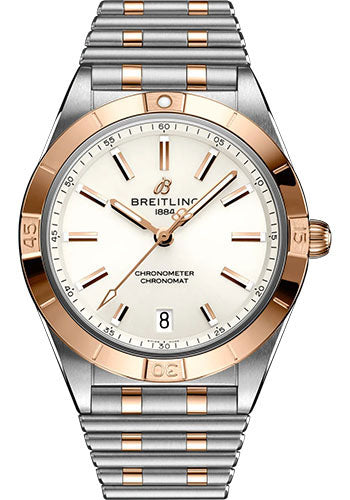 Breitling Chronomat Automatic 36 Watch - Steel and 18K Red Gold - White Dial - Metal Bracelet - U10380101A1U1