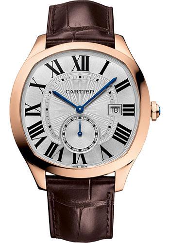 Cartier Drive de Cartier Watch - 40 mm x 41 mm Rose Gold Case - Silvered Dial - Brown Alligator Strap - WGNM0016