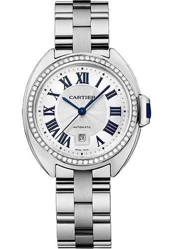 Cartier Cle De Cartier Watch - 31 mm White Gold Diamond Case - Diamond Bezel - Silver Dial - WJCL0002