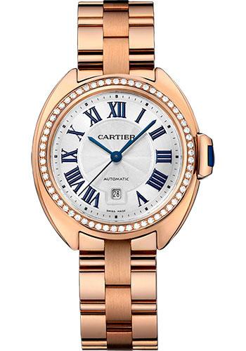 Cartier Cle De Cartier Watch - 31 mm Pink Gold Diamond Case - Diamond Bezel - Silver Dial - WJCL0003