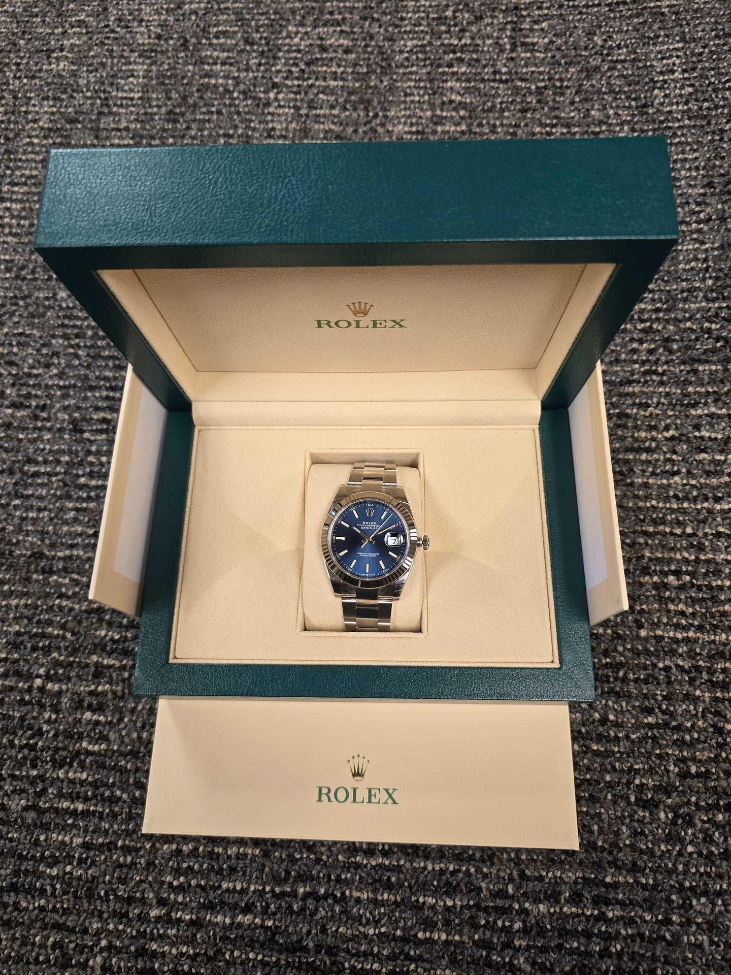 2024 Rolex Datejust 41mm Blue Stick- New in Box- Ref # 126334