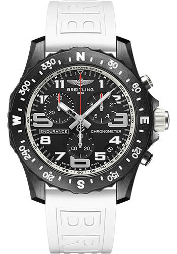 Breitling Endurance Pro Watch - Breitlight® - Black Dial - White Rubber Strap - Tang Buckle - X82310A71B1S1