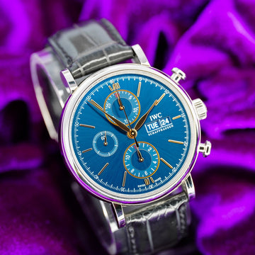2024 IWC Portofino Chronograph ref# IW391036 – 42mm SS case with blue dial