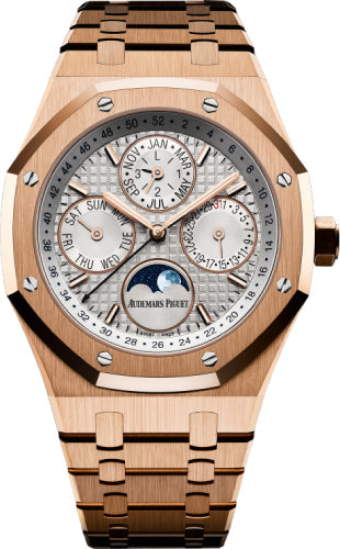 Audemars Piguet Royal Oak Perpetual Calendar Rose Gold Silver Index 41mm Rose Gold Bracelet | 26574OR.OO.1220OR.01