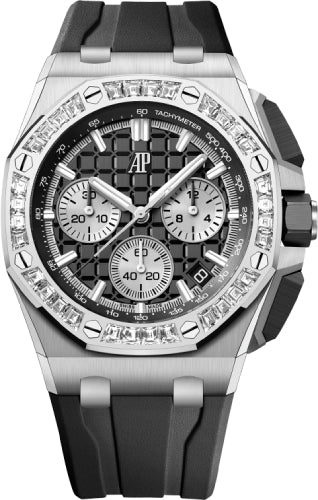 Audemars Piguet Royal Oak Offshore Selfwinding Chronograph White Gold Diamond Bezel 43mm Black Dial Rubber Strap | 26424BC.ZZ.D002CA.01