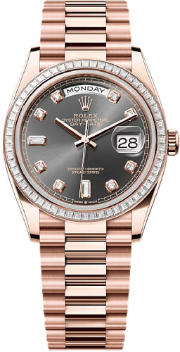 Rolex Day-Date 36 36mm Slate Diamond-Set Dial Diamond-Set Bezel President Bracelet - 128395TBR