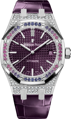 Audemars Piguet Royal Oak White Gold 37mm Purple Dial Diamond Bezel 15452BC.ZY.D600CR.01